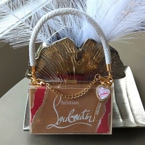 Louboutin Paper Shopping Bag  UPCYCLED Novelty Acrylic Clutch + Key Ring
